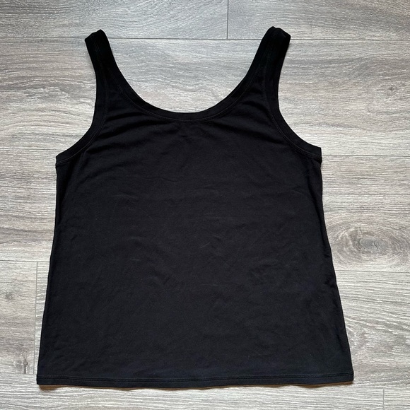 EILEEN FISHER Traceable Cotton Jersey Scoop Neck Tank in Black - Picture 8 of 8